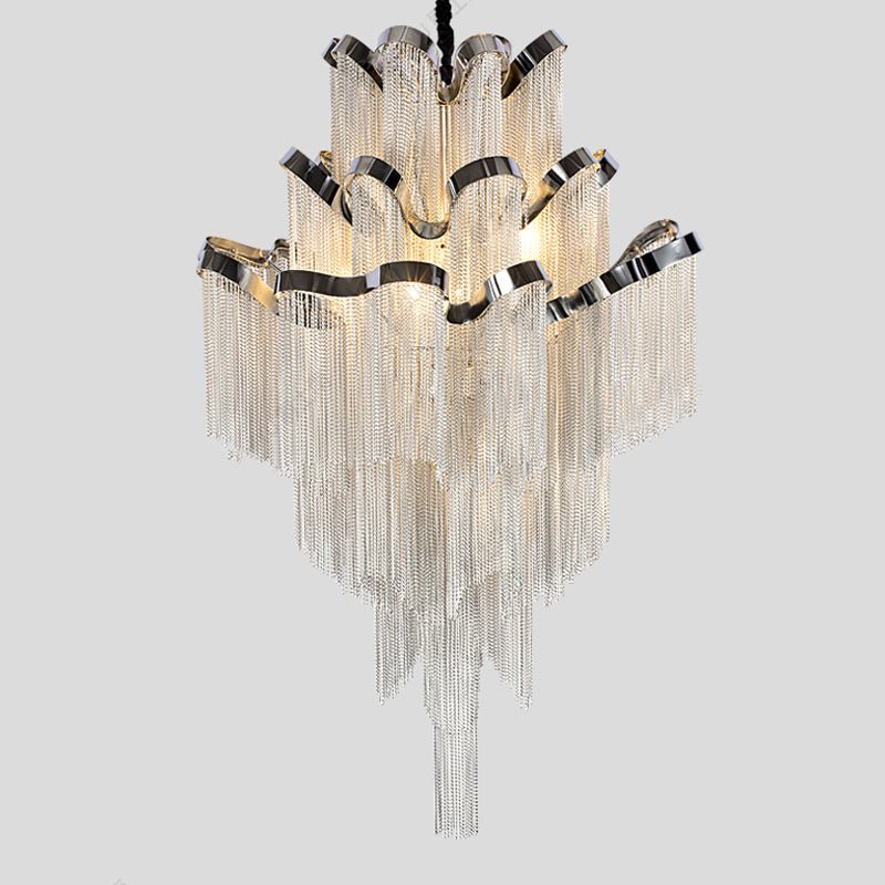 Gladys Aluminum Chain Tassel Stream Chandelier - fovolighting