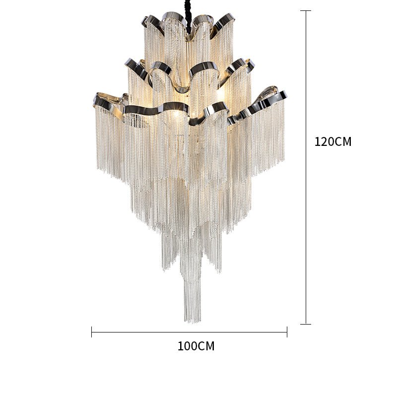 Gladys Aluminum Chain Tassel Stream Chandelier - fovolighting
