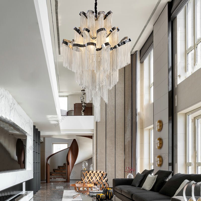 Gladys Aluminum Chain Tassel Stream Chandelier - fovolighting