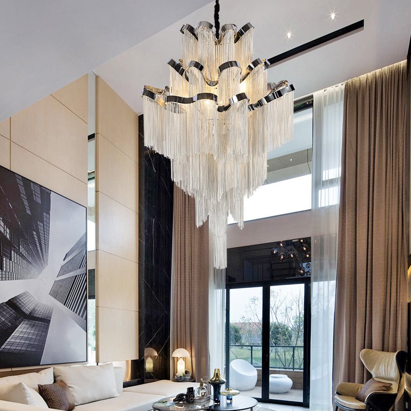 Gladys Aluminum Chain Tassel Stream Chandelier - fovolighting