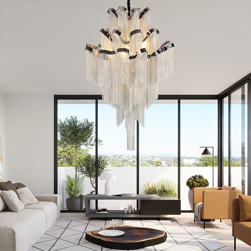 Gladys Aluminum Chain Tassel Stream Chandelier - fovolighting