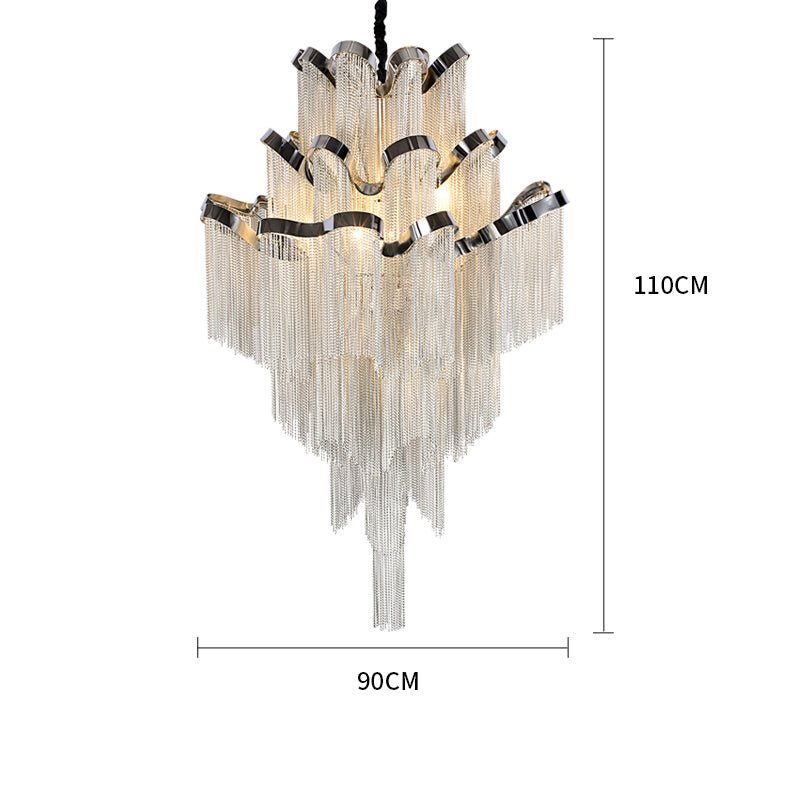 Gladys Aluminum Chain Tassel Stream Chandelier - fovolighting