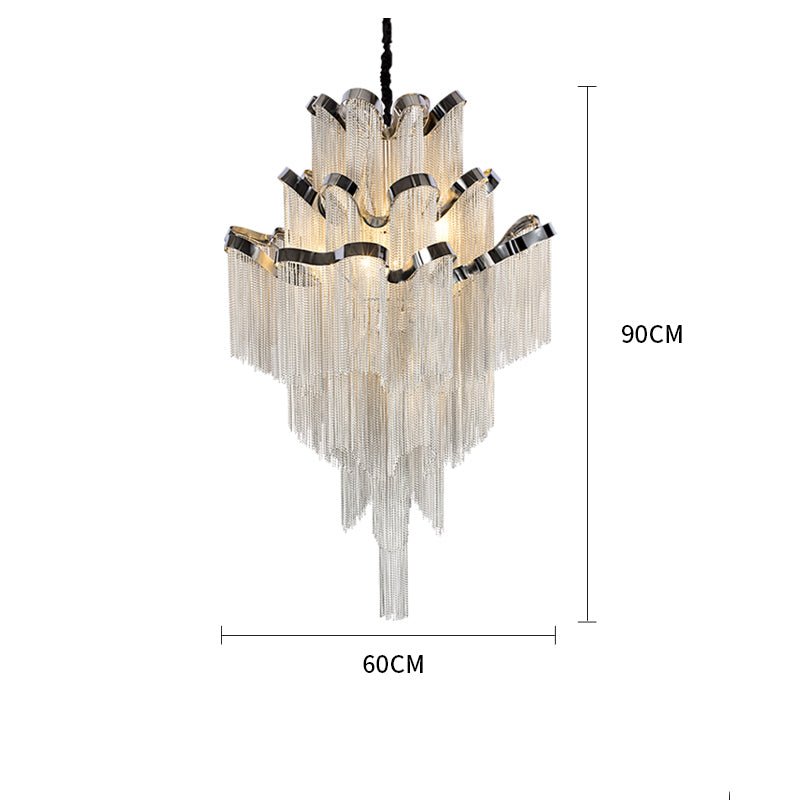 Gladys Aluminum Chain Tassel Stream Chandelier - fovolighting