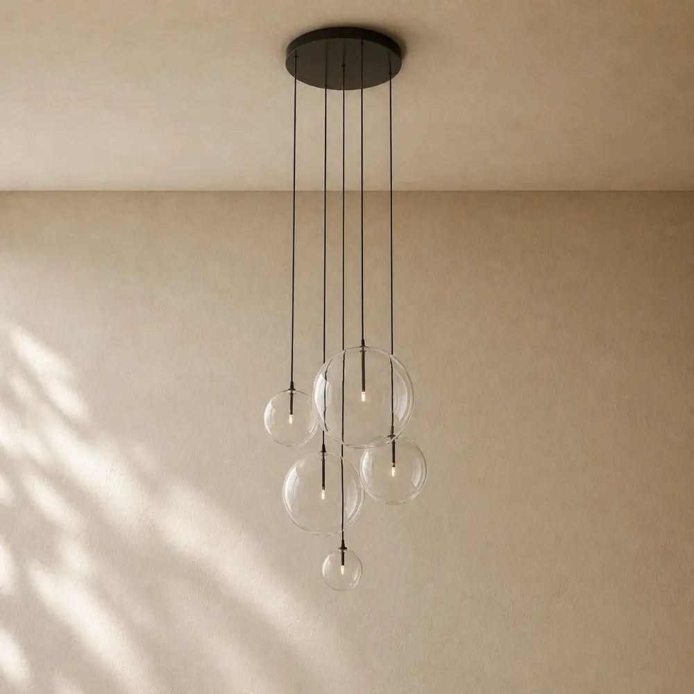 Glass Globe Cluster Chandelier - Bronze / 24’’