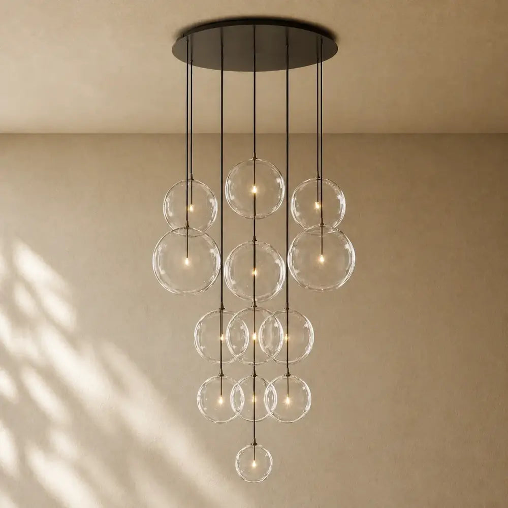 Glass Globe Cluster Chandelier - Bronze / 44’’