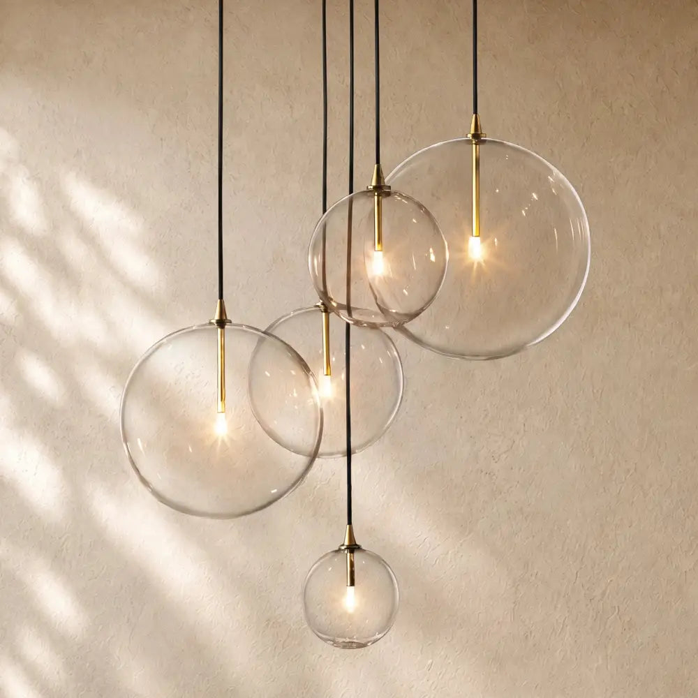 Glass Globe Cluster Chandelier - Lacquered Burnished Brass / 24’’