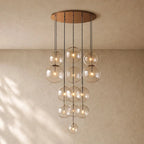 Glass Globe Cluster Chandelier - Lacquered Burnished Brass / 44’’