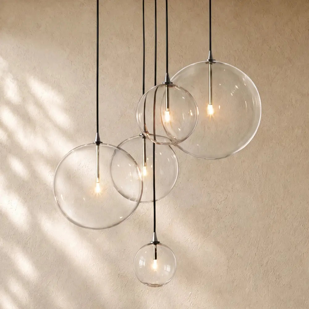 Glass Globe Cluster Chandelier - Polished Nickel / 24’’