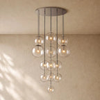 Glass Globe Cluster Chandelier - Polished Nickel / 44’’