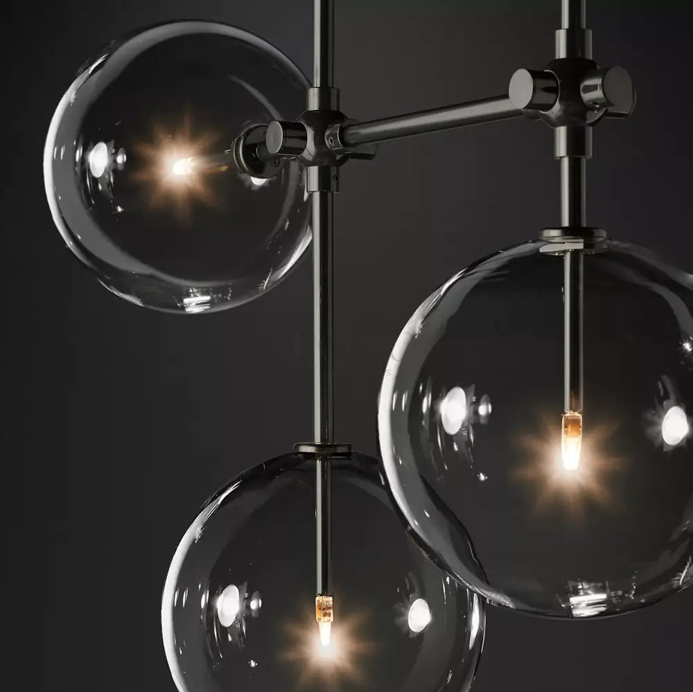 Sierra Glass Globe Mobile Linear Chandelier Light 60"