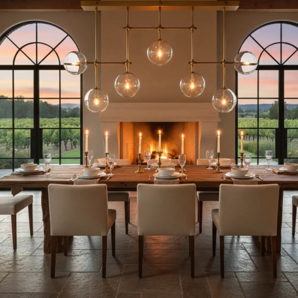 Sierra Glass Globe Mobile Linear Chandelier Light 60"