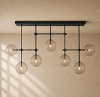 Glass Globe Mobile Linear Chandelier - Black / 60’’