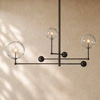 Glass Globe Mobile Three-Arm Chandelier - Bronze