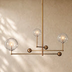 Glass Globe Mobile Three-Arm Chandelier - Lacquered Burnished Brass