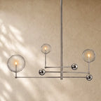 Glass Globe Mobile Three-Arm Chandelier - Polished Nickel