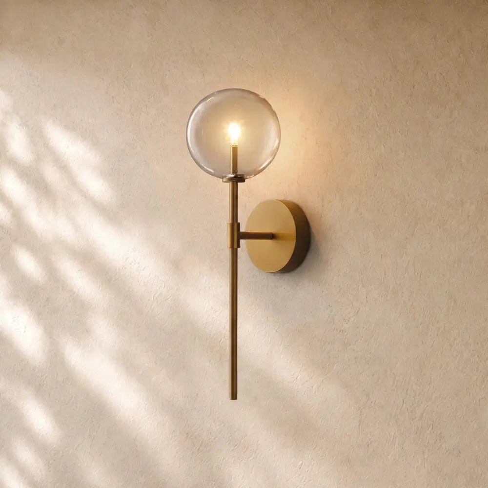 Glass Globe Mobile Wall Sconce - Lacquered Burnished Brass / 1 light