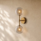 Glass Globe Mobile Wall Sconce - Lacquered Burnished Brass / 2 lights