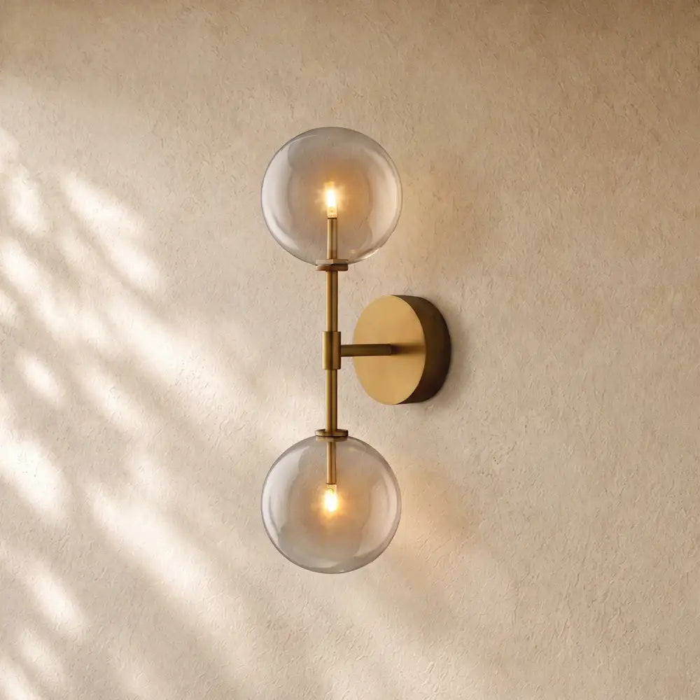Glass Globe Mobile Wall Sconce - Lacquered Burnished Brass / 2 lights