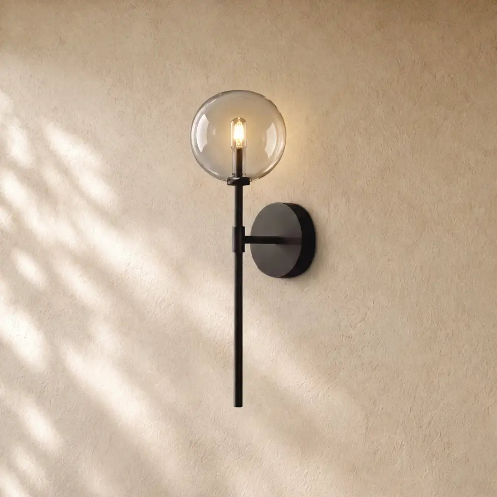 Glass Globe Mobile Wall Sconce - Matte Black / 1 light