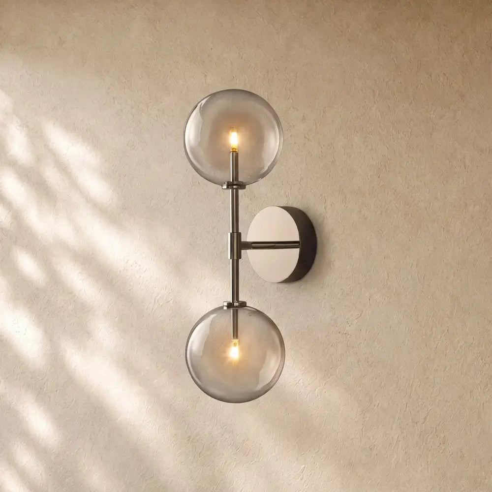 Glass Globe Mobile Wall Sconce - Polished Nickel / 2 lights
