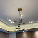 Sierra Glass Globe Modern Six-Arm Chandelier 55"W