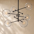 Glass Globe Modern Pendant Chandelier - Black / 40’’