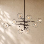Glass Globe Modern Pendant Chandelier - Black / 79’’