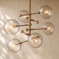 Glass Globe Modern Pendant Chandelier - Lacquered Burnished Brass / 40’’