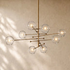 Glass Globe Modern Pendant Chandelier - Lacquered Burnished Brass / 79’’