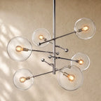 Glass Globe Modern Pendant Chandelier - Polished Nickel / 40’’
