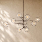 Glass Globe Modern Pendant Chandelier - Polished Nickel / 79’’