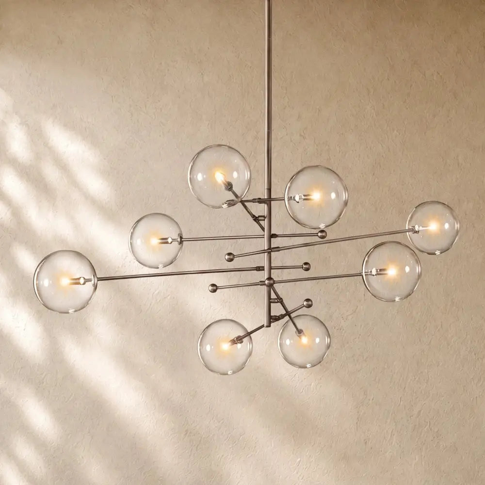 Glass Globe Modern Pendant Chandelier - Polished Nickel / 79’’