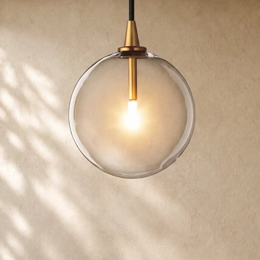 Glass Globe Pendant Light 6’’ 10’’ 14’’ - Lacquered Burnished Brass / 6’’