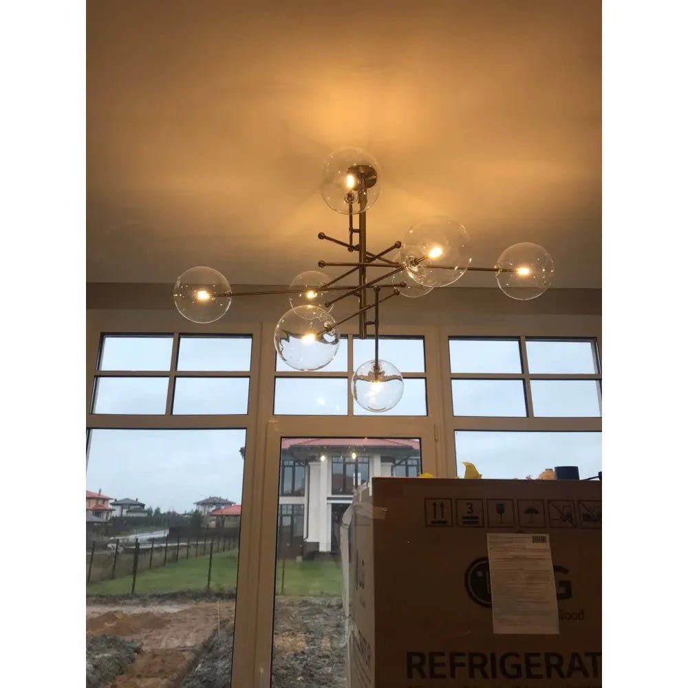 Glass Globe Six-Arm Chandelier - fovolighting