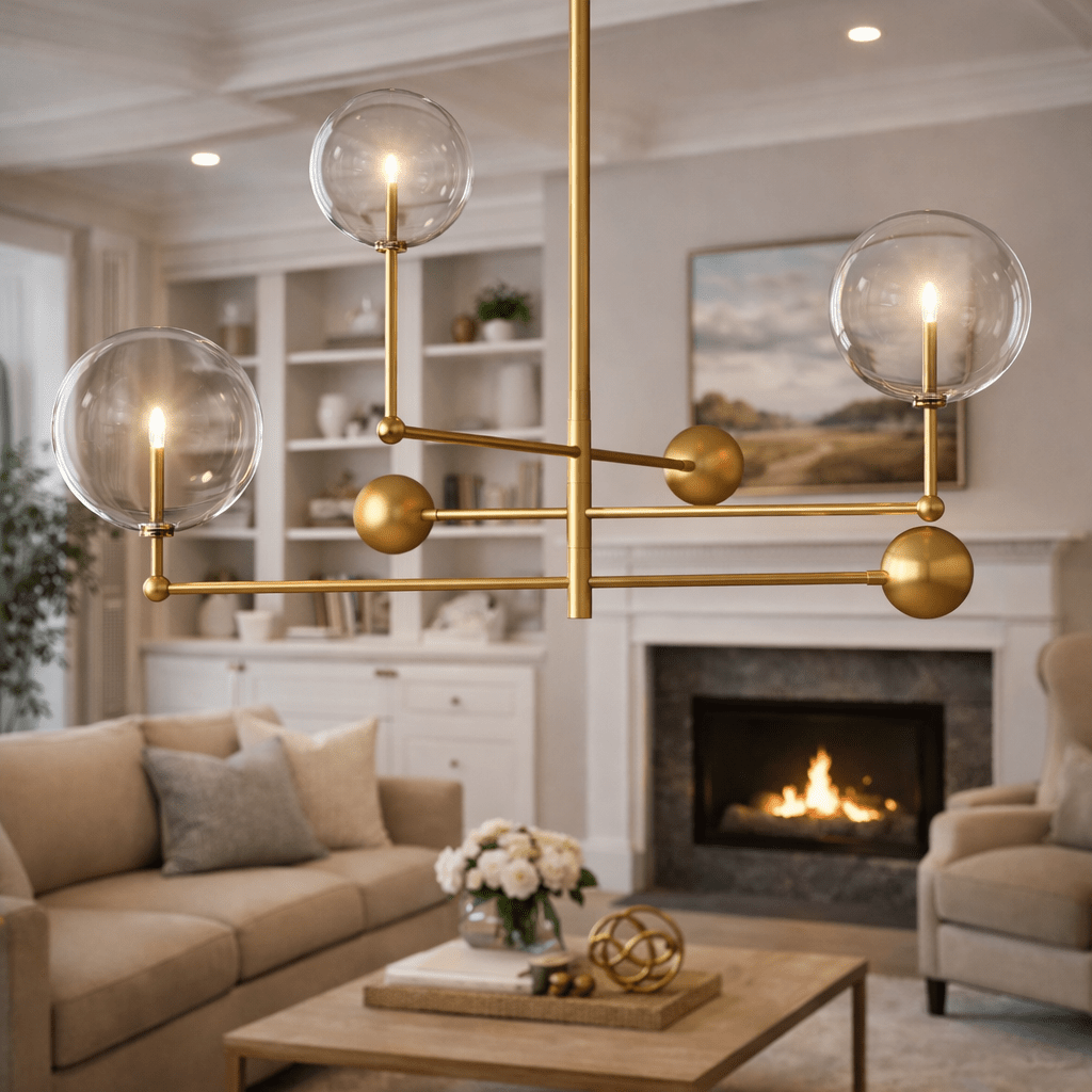 Glass Globe Three - Arm Chandelier - fovolighting