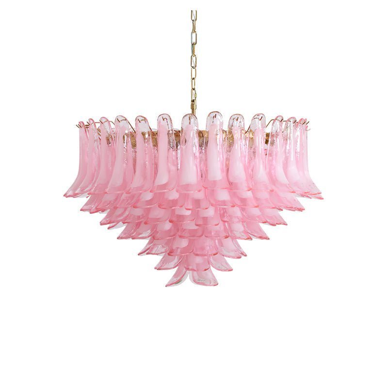 Gold & Pink Barcelona Murano Chandelier with 16 E14 Bulbs - fovolighting