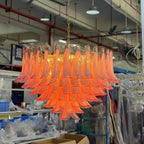Gold & Pink Barcelona Murano Chandelier with 16 E14 Bulbs - fovolighting