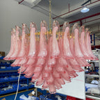 Gold & Pink Barcelona Murano Chandelier with 16 E14 Bulbs - fovolighting