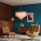Gold & Pink Barcelona Murano Chandelier with 16 E14 Bulbs - fovolighting