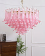 Gold & Pink Barcelona Murano Chandelier with 16 E14 Bulbs - fovolighting