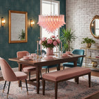 Gold & Pink Barcelona Murano Chandelier with 16 E14 Bulbs - fovolighting