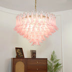 Gold & Pink Barcelona Murano Chandelier with 16 E14 Bulbs - fovolighting