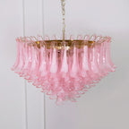 Gold & Pink Barcelona Murano Chandelier with 16 E14 Bulbs - fovolighting