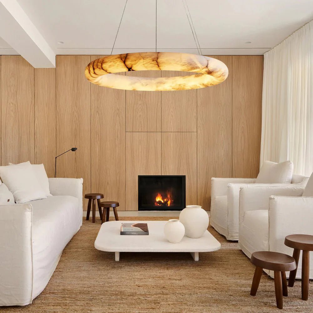 Halima Halo Alabaster Chandelier - fovolighting