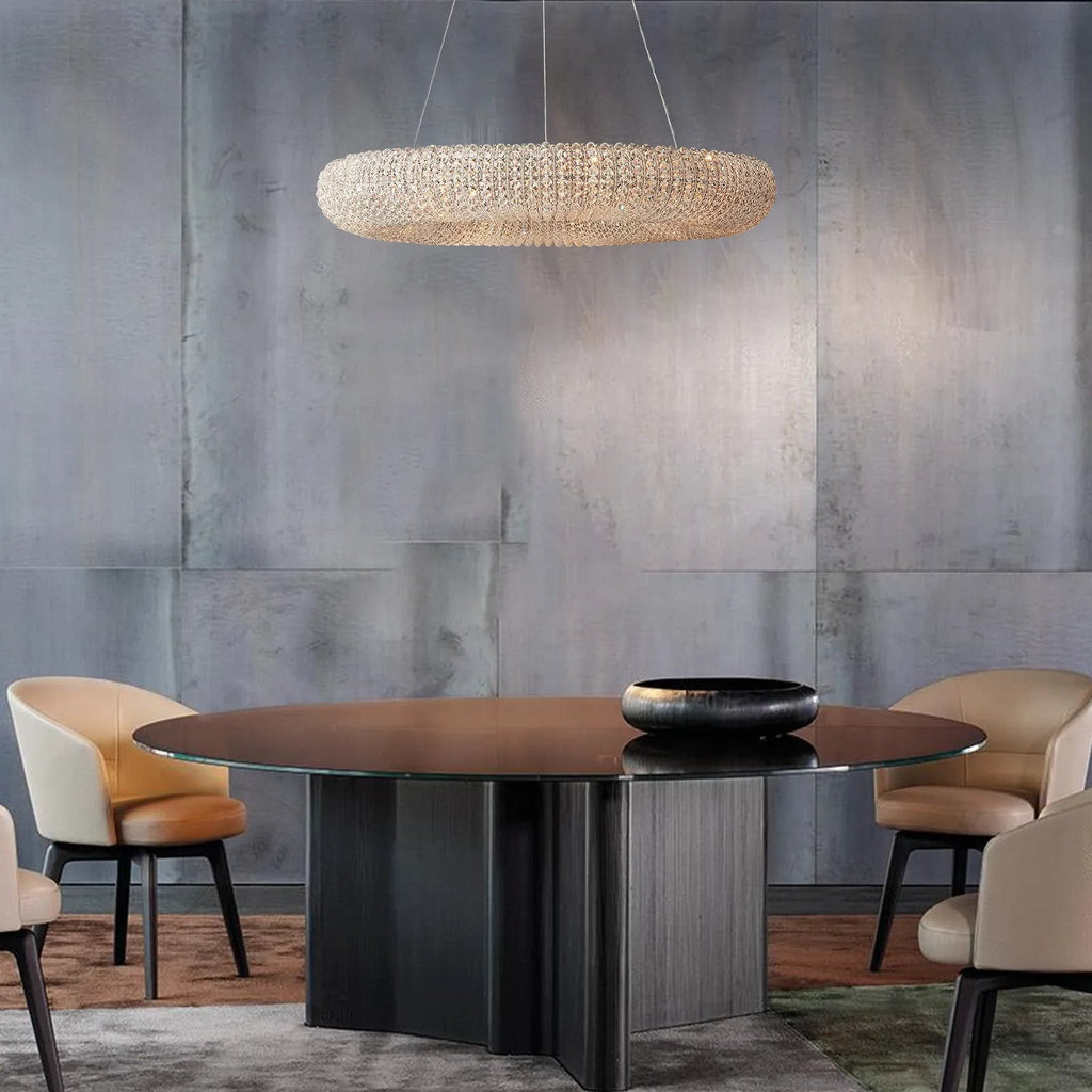 Halo Modern Clear Round Chandelier D32" - fovolighting