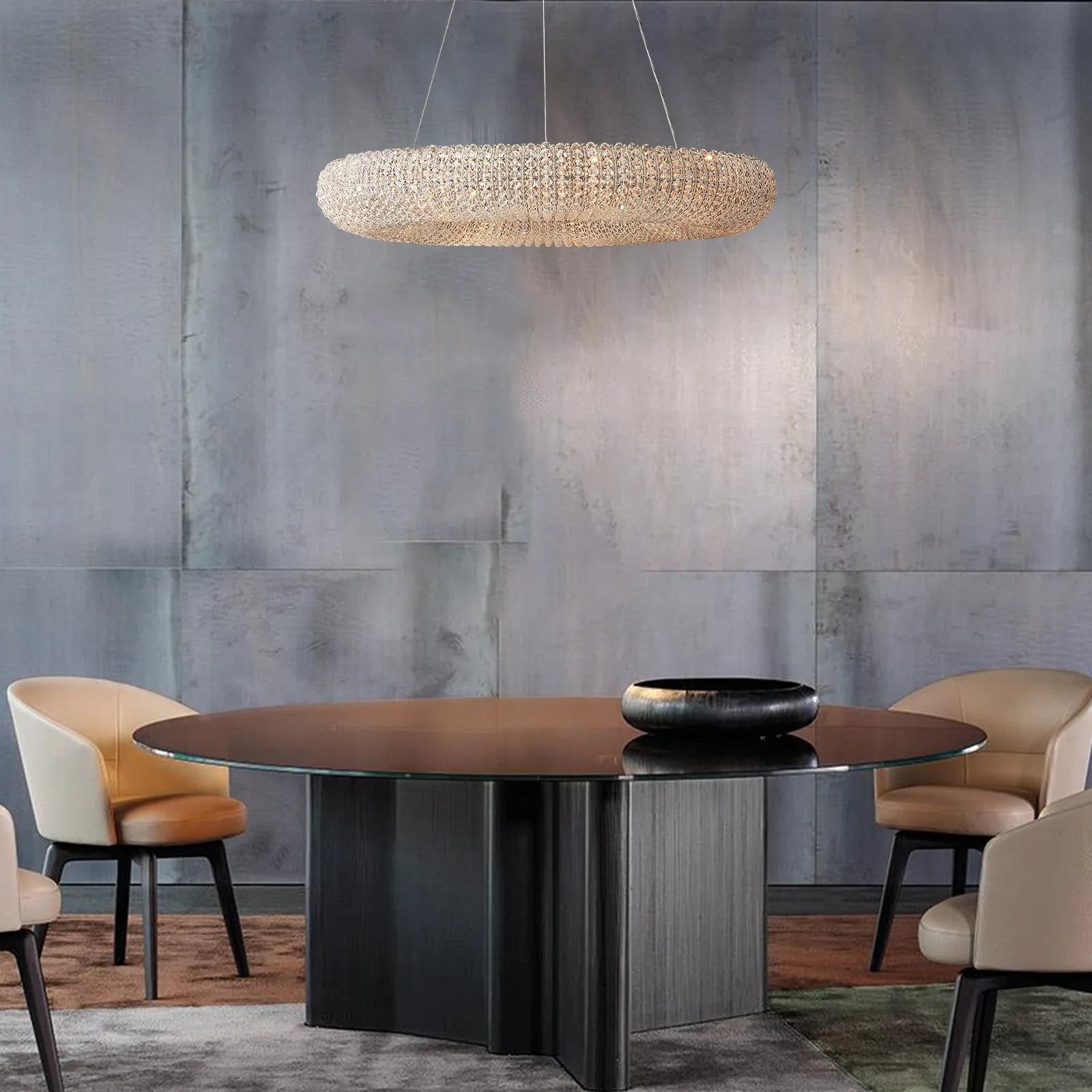 Halo Modern Clear Round Chandelier D32" - fovolighting