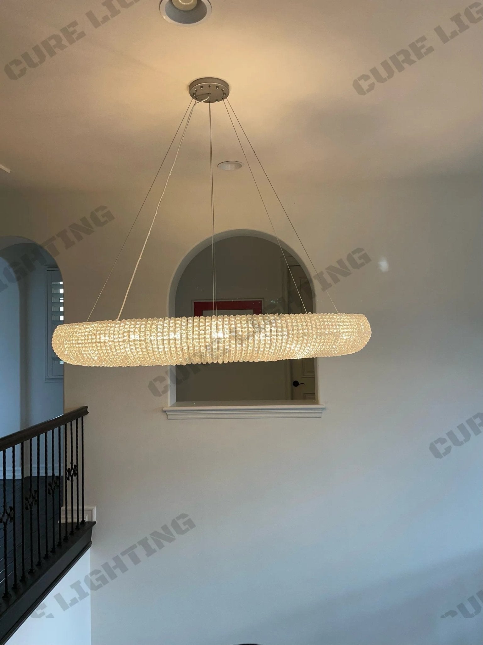 Halo Modern Clear Round Chandelier D32" - fovolighting