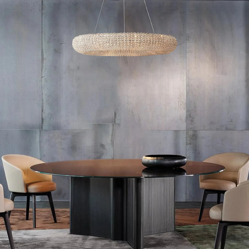 Halo Modern Clear Round Chandelier D59" - fovolighting