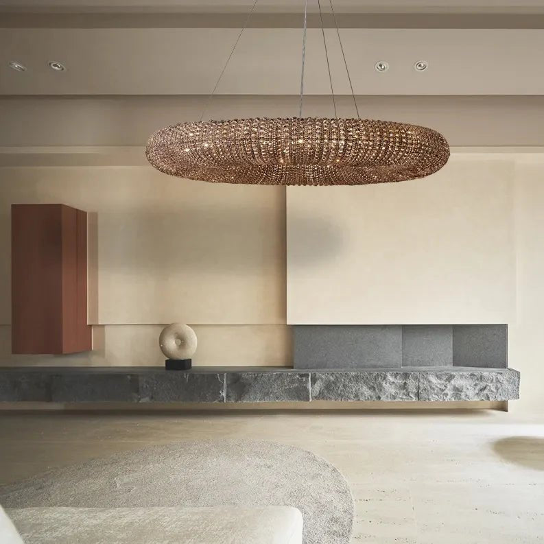 Halo Modern Smoke Round Chandelier D59" - fovolighting