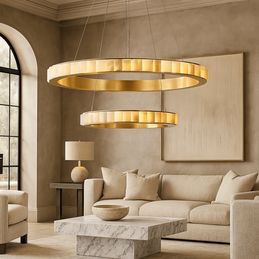 Hampton 2 - Tier Modern Marble Chandelier - fovolighting